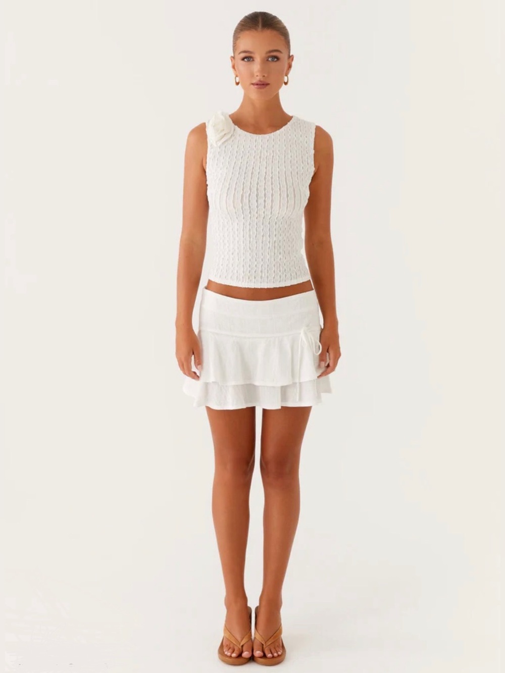 Peppermayo Lisbon Mini Skirt NWT Size 2 White Summer Tiered Beach Cruise Resort